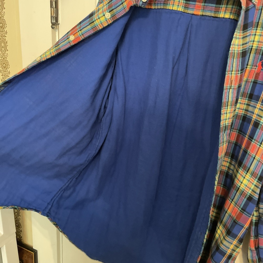 Vintage Polo Ralph Lauren Flannel Shirt | Bright Color | Large Lined Pony - Picture 8 of 10